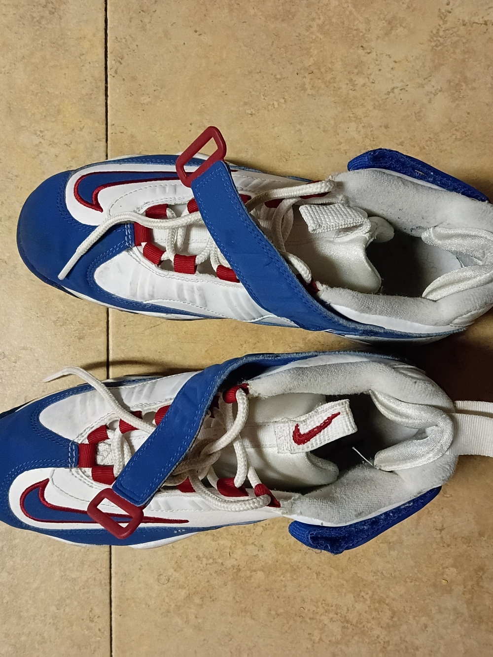 Nike Kids High-Top Sneakers in Blue, White & Red